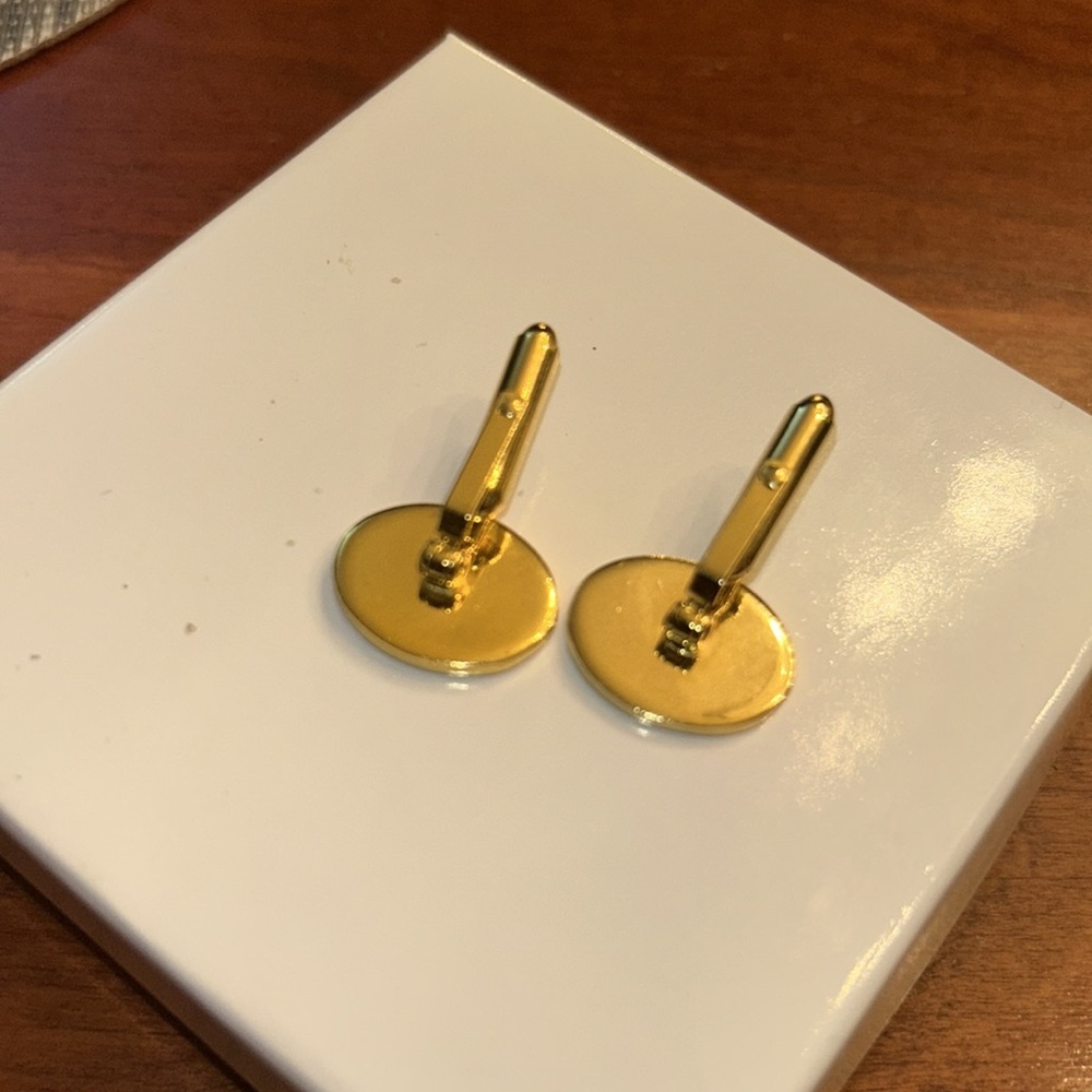 Christian Dior men’s gold tone  luxury cufflinks oval textured formal - Picture 5 of 6
